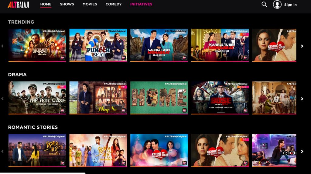 alt balaji best OTT platforms in India