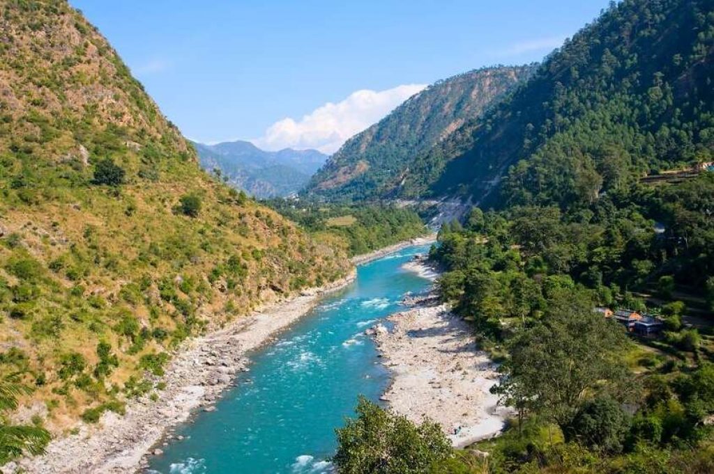 Mukteshwar, Uttarakhand river in between two mountain beautiful scenery 