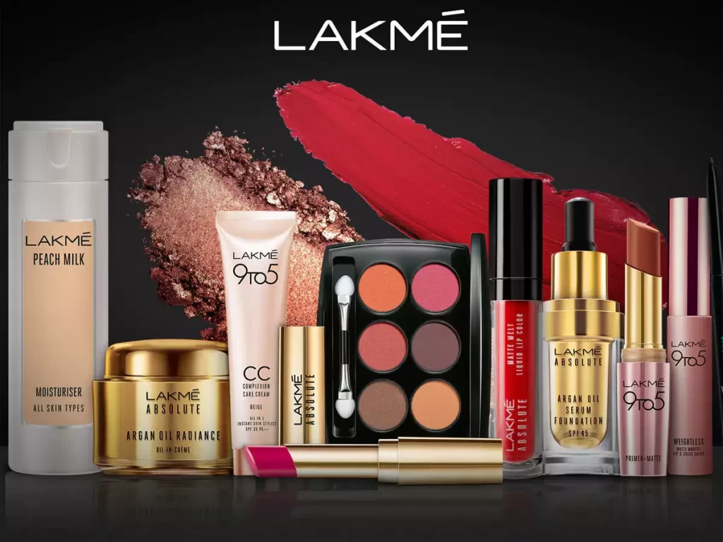 lakme foundation lipstick cc cream eyeliner kajal with peach milk moisturizer