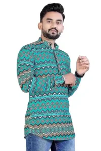 amazon_11zon-1 - SastaOffer Men's Cotton Casual Printed Kurta Shirt