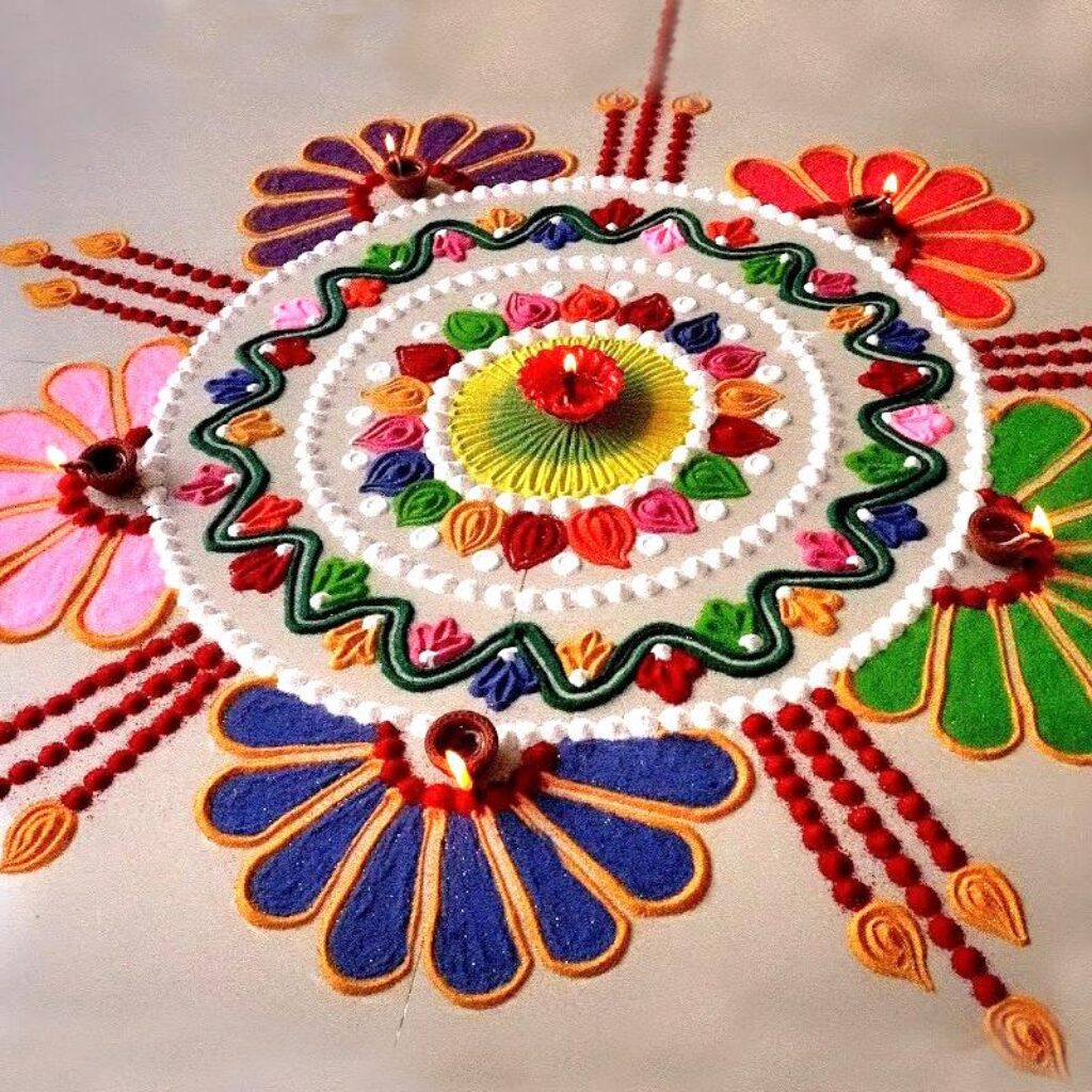 Rangoli with Rangoli Colors