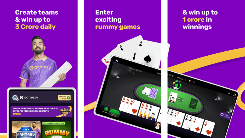 Gamezy - Fantasy and Rummy App