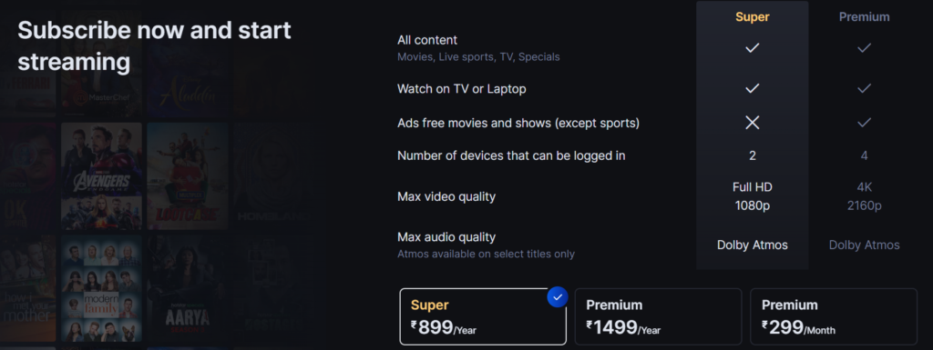 Disney Plus Hotstar Subscription Plans