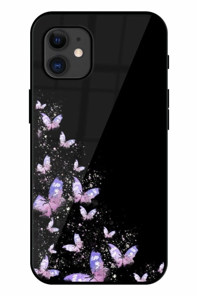 Zapvi Butterfly Printed Glass Back Phone Case